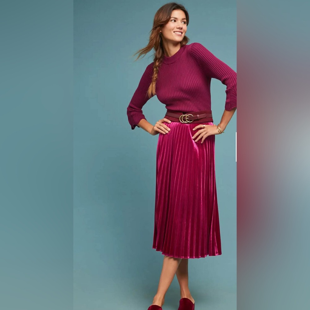 Maeve by anthropologie Pleated Velvet Skirt XL